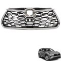 Front Bumper Chrome Grille Mesh Honeycomb Grill With View Camera Hole Replacement For 2020-2022 Highlander 