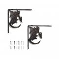 Catchdragon Rustic Cast Iron L Shelf Brackets Holder Heavy Duty Dragon Gothic Corbels Decorative Closet Pegboard Wall Corner