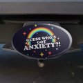 Guess Who S Got Anxiety Rainbow Funny Humor Oval Tow Trailer Hitch Cover Plug Insert