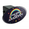 Guess Who S Got Anxiety Rainbow Funny Humor Oval Tow Trailer Hitch Cover Plug Insert