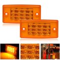 2 Piece Amber Led Rectangle Side Marker Lights For 12v Truck And Trailer Waterproof Surface Mount Clearance Lamps Universal Fit 