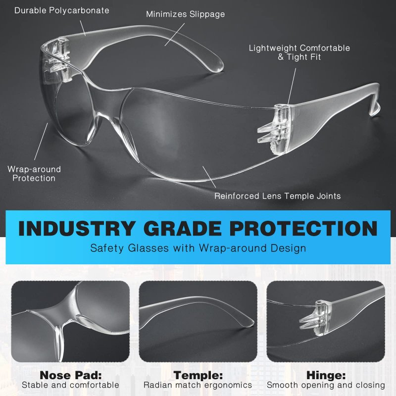 Wfeang Clear Safety Glasses 80 Pair Protective Eyewear For Men Women Ansi Z87 1 Scratch Impact Resistant Eye Protection Worklab