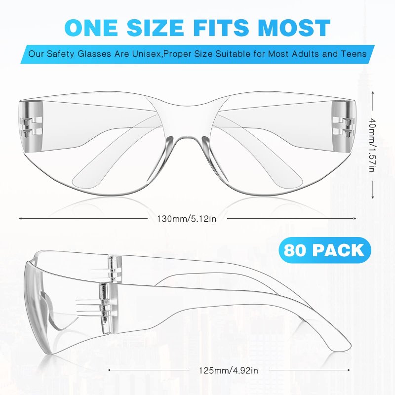 Wfeang Clear Safety Glasses 80 Pair Protective Eyewear For Men Women Ansi Z87 1 Scratch Impact Resistant Eye Protection Worklab