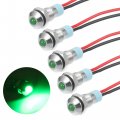 X Autohaux 5pcs 6mm 1 4 Car Interior Led Indicator Lights Ac Dc 12-24v Raised Head Signal Lamp With 150mm Cable Length Green