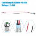 X Autohaux 5pcs 6mm 1 4 Car Interior Led Indicator Lights Ac Dc 12-24v Raised Head Signal Lamp With 150mm Cable Length Green