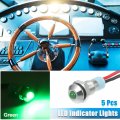 X Autohaux 5pcs 6mm 1 4 Car Interior Led Indicator Lights Ac Dc 12-24v Raised Head Signal Lamp With 150mm Cable Length Green