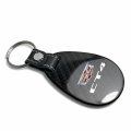 Ipick Image For Cadillac Ct4 Logo Black Real Carbon Fiber Large Tear-drop Key Chain Keychain Exclusive Official Licensed