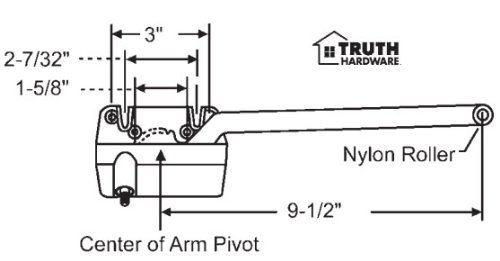 Casement Window Operator Right Hand Single Arm Sill Mount Nylon Roller Gold 9 5 In