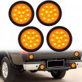 Astra Depot 4x Amber 12-led 4 Round Tail Turn Signal Light Grommet Plug Kit Truck Trailer Rv Long Vehicle 12v