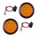 Astra Depot 4x Amber 12-led 4 Round Tail Turn Signal Light Grommet Plug Kit Truck Trailer Rv Long Vehicle 12v