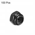 Uxcell Hex Lock Nuts M2 5 X 0 45mm Carbon Steel Nylon Insert Self-locking For Fasteners 100pcs Black