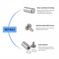 Increway 16 Pcs Glass Standoff Screws 25 X 50mm Stainless Steel Wall Mount Advertising Nails Holder For Sign Displaysi Grey
