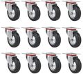 12 Pack 3 Swivel Caster Wheels Rubber Base With Top Plate Bearing Heavy Duty 