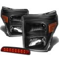 Black Housing Amber Corner Headlights And Red Lens Led Third Brake Light For 2011 Newer Ford F-250 F-350 F-450 F-550 Super Duty 