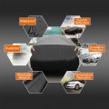 Uxcell 190t 450x175x150cm Black Car Cover Waterproof Breathable Scratch Rain Snow Heat Resistant With Driver Door Zipper Mirror