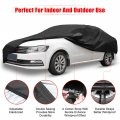 Uxcell 190t 450x175x150cm Black Car Cover Waterproof Breathable Scratch Rain Snow Heat Resistant With Driver Door Zipper Mirror