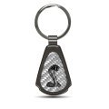 Ford Mustang Cobra Silver Genuine Carbon Fiber Black Metal Teardrop Key Chain Official Licensed 