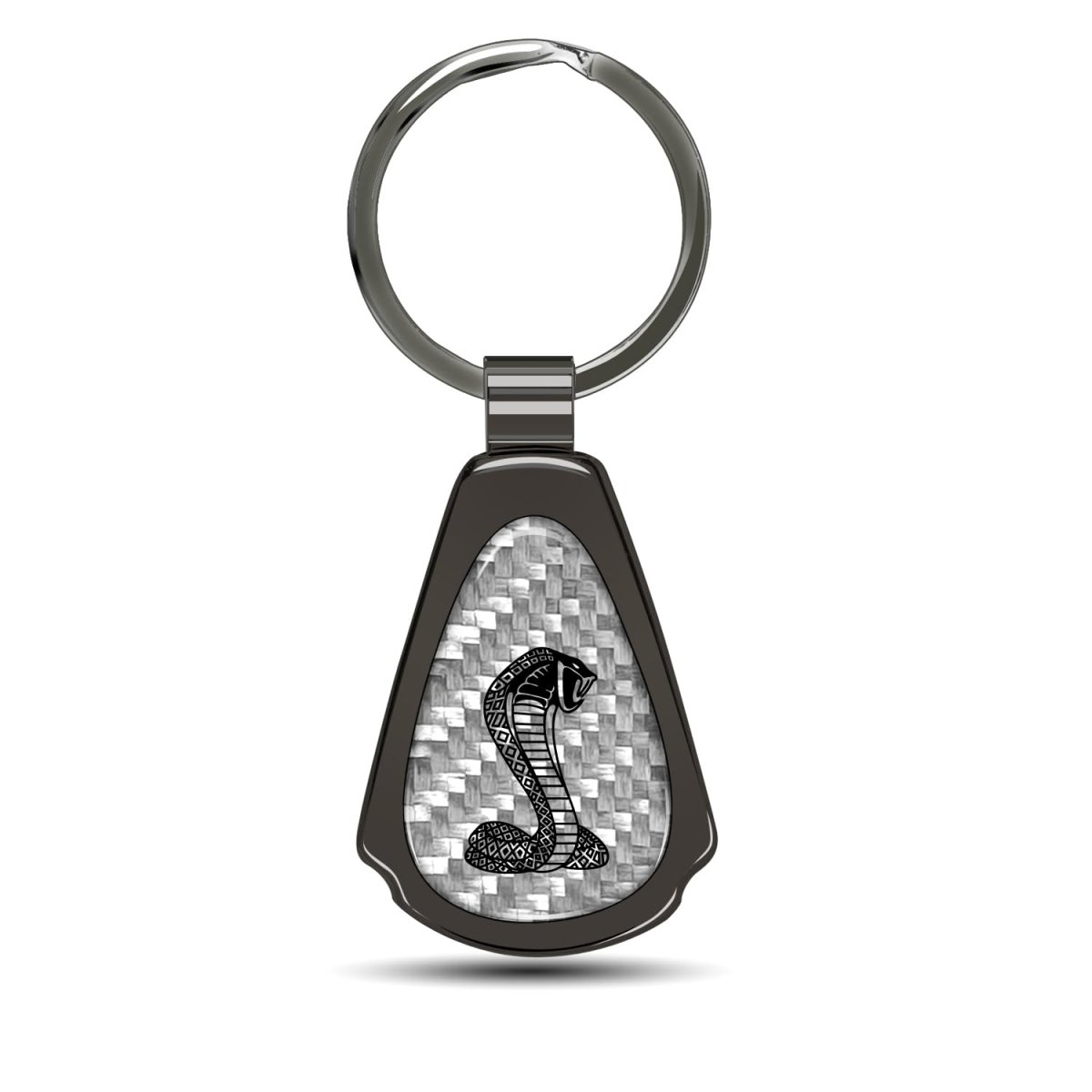 Ford Mustang Cobra Genuine Carbon Fiber Black Metal Teardrop Key Chain With Bottle Opener Official Licensed 2 13 In X 1 25