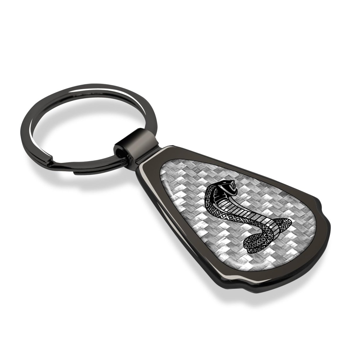 Ford Mustang Cobra Genuine Carbon Fiber Black Metal Teardrop Key Chain With Bottle Opener Official Licensed 2 13 In X 1 25