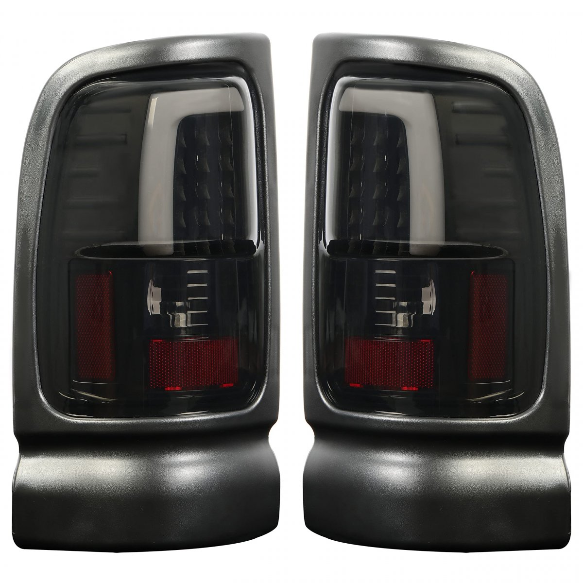 Led Tube Bar Rear Brake Tail Lights For 1994 To 2002 Dodge Ram 1500 2500 3500 Clear Black Lens And Housing Left Right Pair