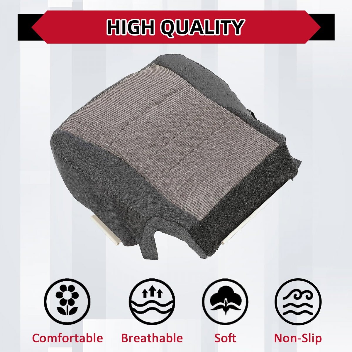 Driver Seat Cover For 2009 2010 2011 2012 Dodge Ram 1500 2500 3500 4500 5500 Slt Dark Gray Cloth Replacement Cushion Power And