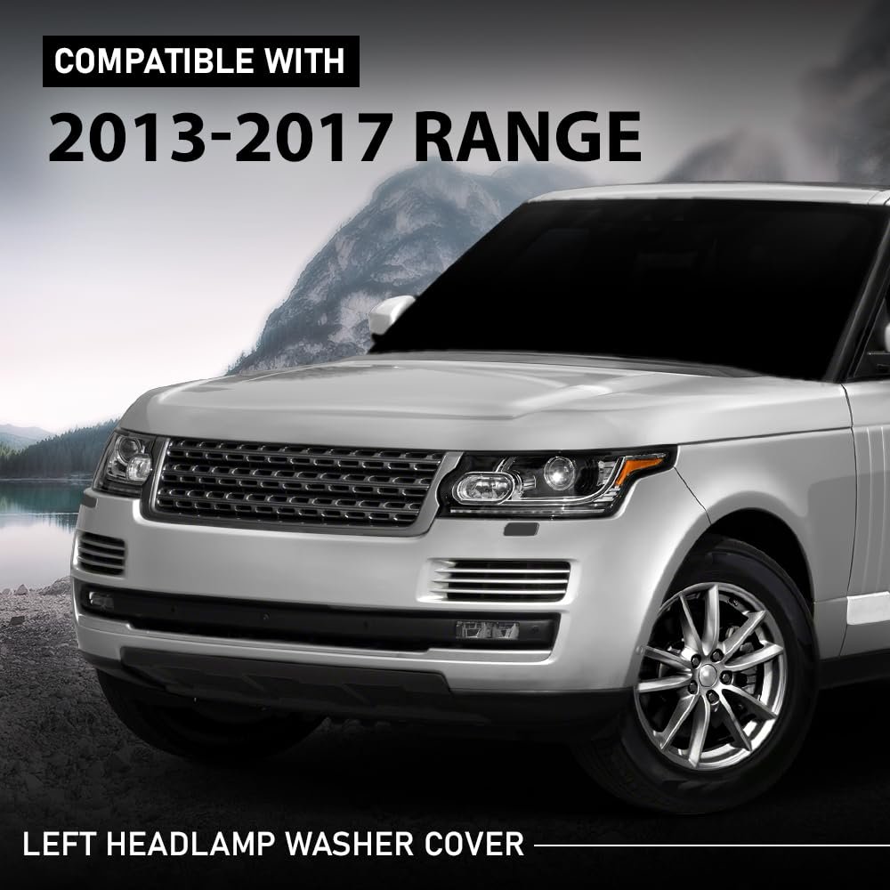 Left Side Headlight Washer Cover Powerwash Cap For Range Rover 2013 2017 Black Abs Plastic Nozzle Part Number 02hlp4154abkl