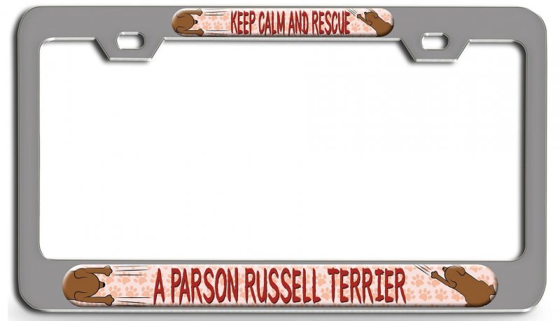 Keep Calm And Rescue A Parson Russell Terrier 3d Metal License Plate Frame Universal Fit For Auto Suv Truck Tag Holder 12 X 6