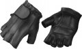 Raider Fingerless Leather Gloves With Cushioned Gel Palm Black Medium 