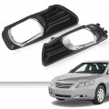 G-plus Black Front Bumper Fog Lights Covers Trim 2pcs Compatible With 2007-2009 Toyota Camry Xle 5212706040 5212806040