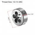 Uxcell Round Die Stock Handle Wrench Set 1 2-13 Unc Threading And 38mm 1-1 2 Holder Fits 26mm-38mm Od M12-m16 Adjustable For