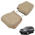 2pcs Tan Leather Seat Cover Driver Bottom And Top Replacement For 2007-2014 Expedition Sport Utility 4-door 