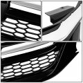 Auto Dynasty Chrome Honeycomb Mesh Front Bumper Upper Grille Compatible With 16-17 Honda Accord Sedan