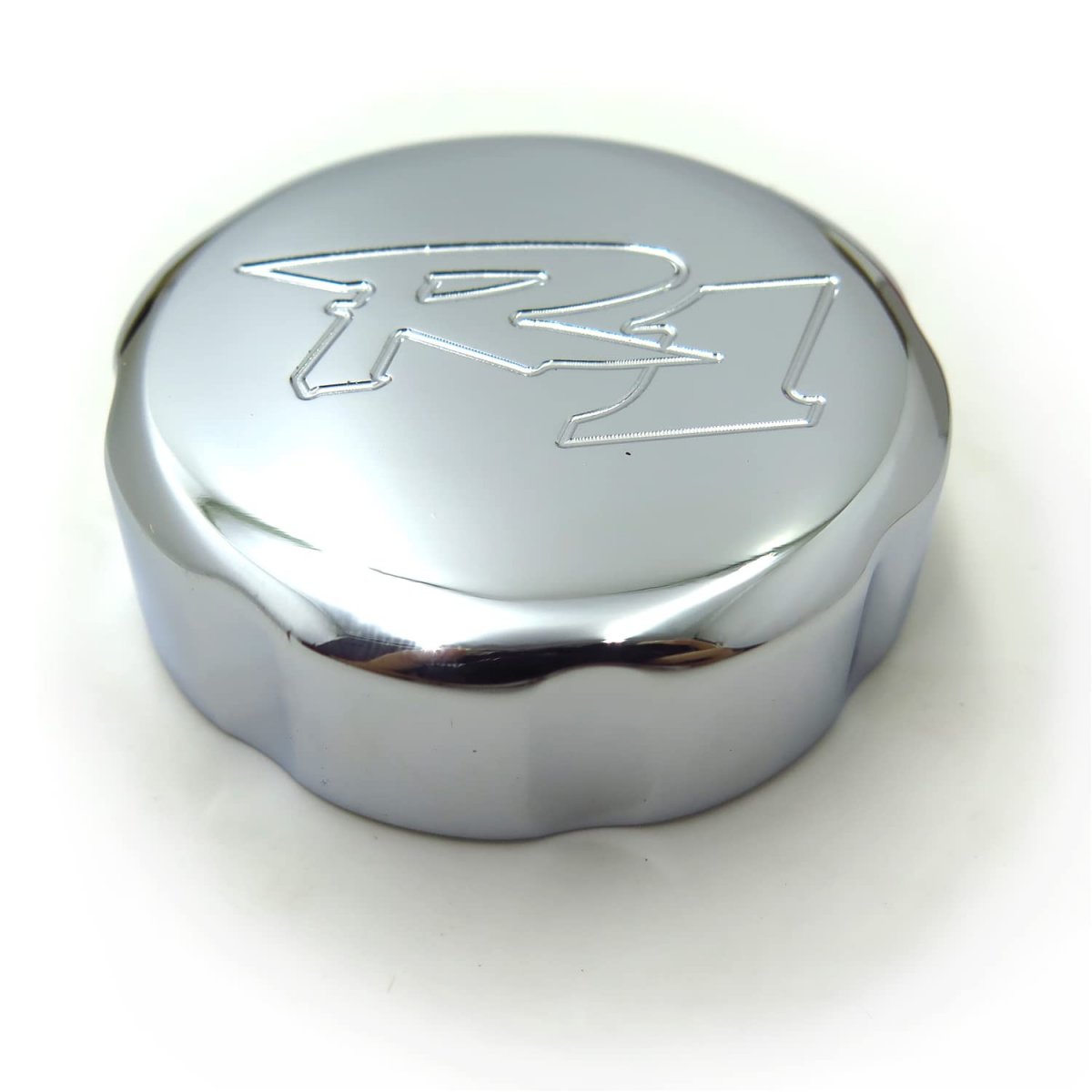 Httmt Mt249-036- Motorcycle Chrome Brake Fluid Reservoir Cap Cover R1 Engraved For 1998-2012 Yzf R1