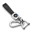 Ford Logo In Black Real Carbon Fiber Loop-strap Chrome Hook Key Chain