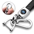 Ford Logo In Black Real Carbon Fiber Loop-strap Chrome Hook Key Chain