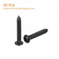 Uxcell 8 X 1 Phillips Pan Head Self-tapping Screw 50pcs 304 Stainless Steel Round Wood Full Thread Black