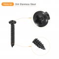Uxcell 8 X 1 Phillips Pan Head Self-tapping Screw 50pcs 304 Stainless Steel Round Wood Full Thread Black