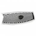 Kuafu Front Grille Grill Compatible With 2014-2017 Infiniti Q50 All Model Bumper Upper Hood Painted Chrome Black Silvery