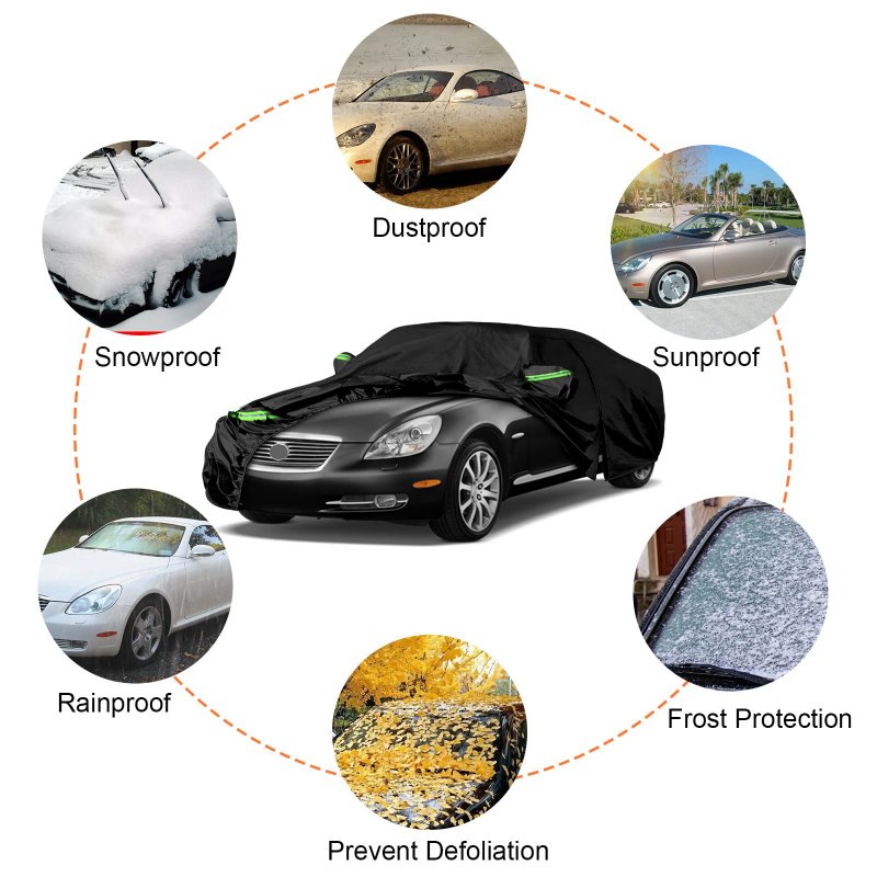 Waterproof Car Covers Replace For 2001-2010 Lexus Sc430 6 Layers All Weather Custom-fit Cover With Zipper Door Windproof Bands