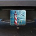 Lighthouse Seashore Ocean Beach Seagulls Sailboat Tow Trailer Hitch Cover Plug Insert