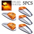 Ricoy 5pcs 12v 17 Led Amber Cab Marker Roof Running Top Lights Assembly Super Bright Chrome For Heavy Duty Trucks Kenworth