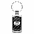 Ipick Image For Jeep Grill Real Black Carbon Fiber Chrome Metal Case Key Chain Keychains Official Licensed 