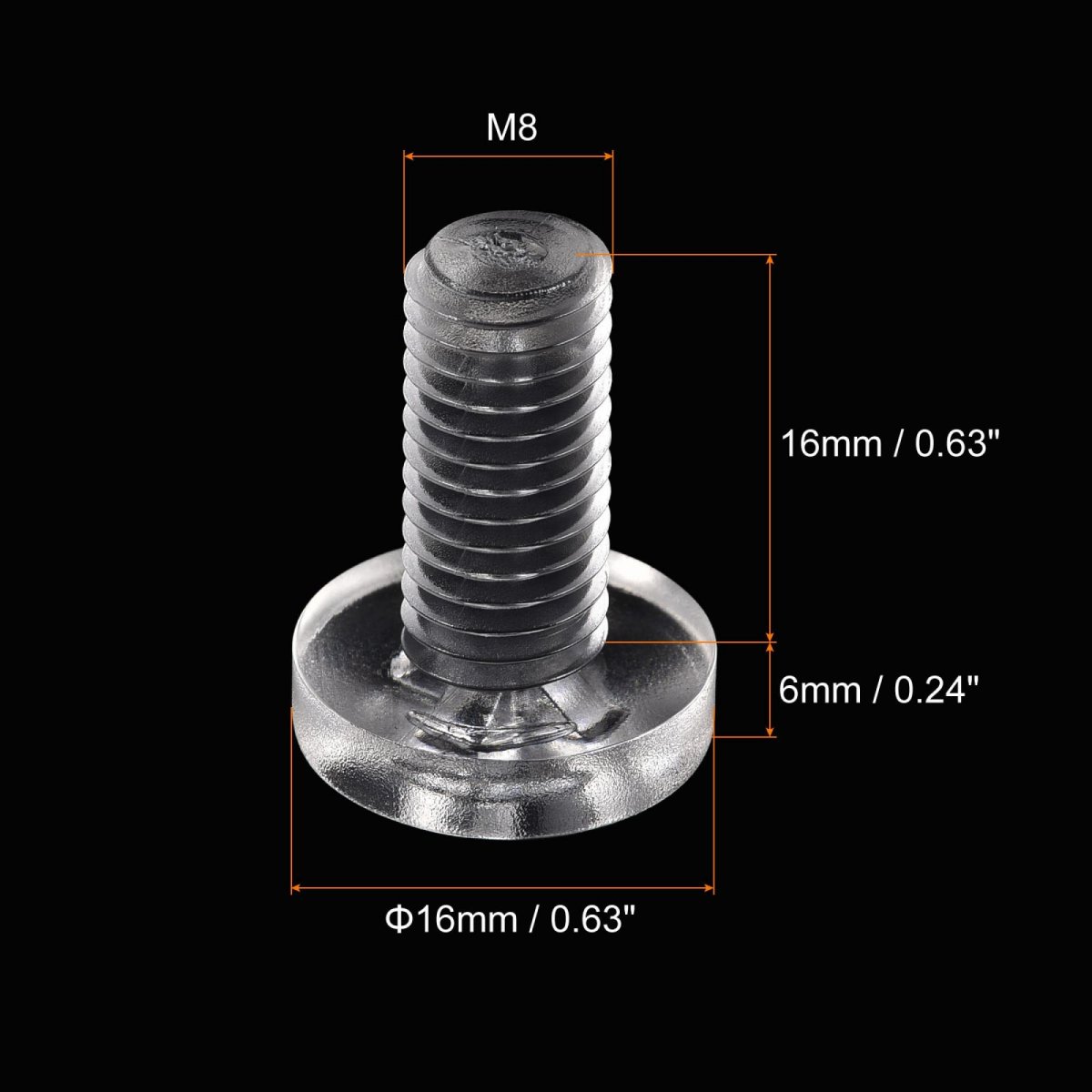 M8x16mm Plastic Phillips Bolts 30pcs Pc Pan Head Machine Screws Transparent