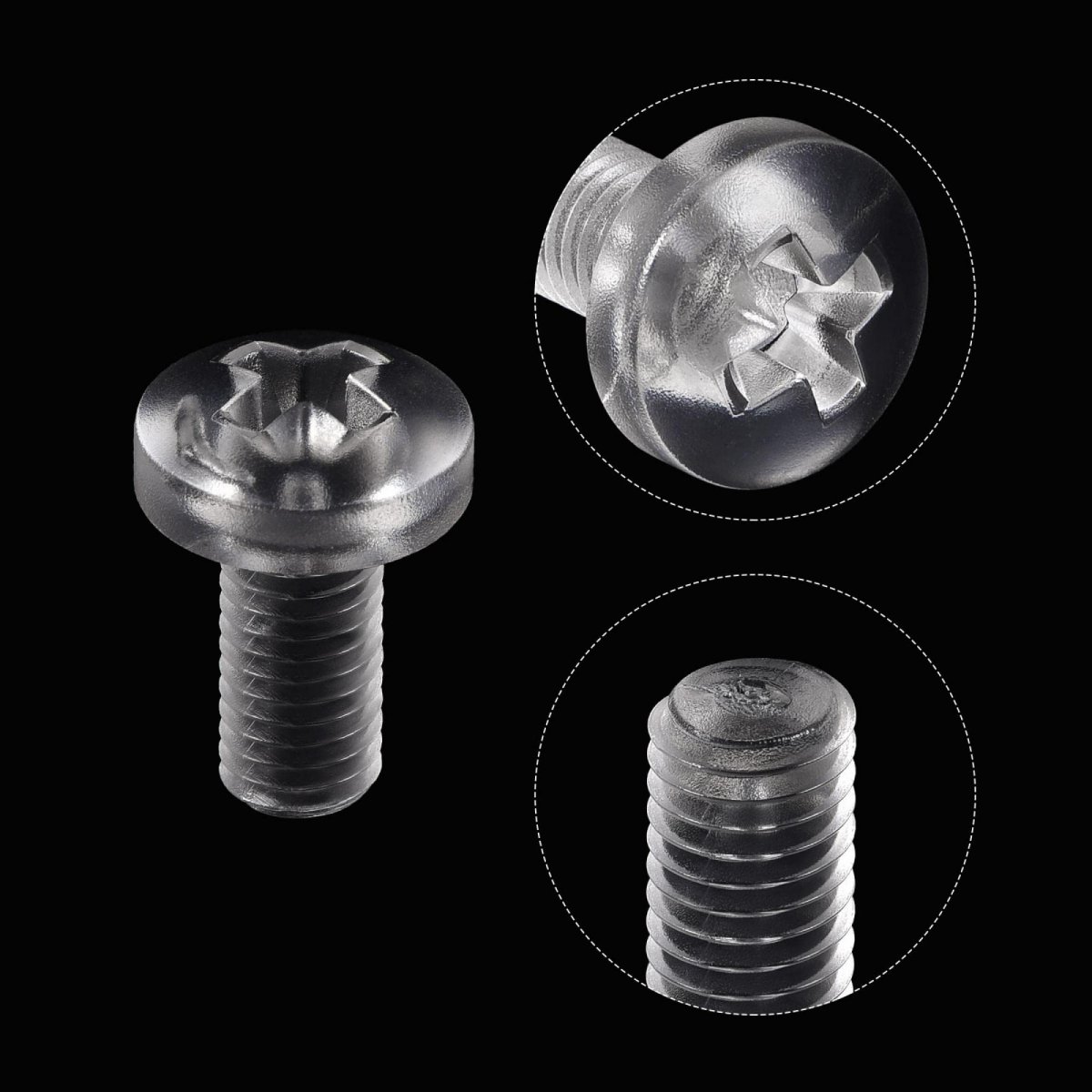 M8x16mm Plastic Phillips Bolts 30pcs Pc Pan Head Machine Screws Transparent