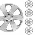 Bdk 4-pack Premium Classic Silver Hubcaps 16 Wheel Rim Cover Hub Caps Style Replacement Snap On Car Truck Suv Inch Set 