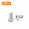 Uxcell M3-0 5 X 8mm 100pcs Flat Round Head Screws 304 Stainless Steel Phillips Drive Machine Hardware Fastener For Furniture