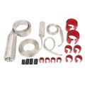 Stainless Steel Universal Radiator Hose Cover Kit Heat Resistant Sleeving Set Red 18 Pcs