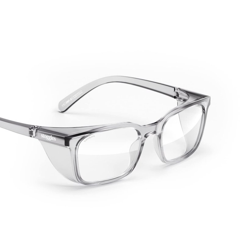 Rectangle Z87 1 Certified Safety Glasses Anti Fog Blue Light Blocking Uv Protection Charcoal Lbf Size