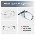 Rectangle Z87 1 Certified Safety Glasses Anti Fog Blue Light Blocking Uv Protection Charcoal Lbf Size