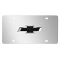 Chevrolet 3d Black Bowtie Logo Mirror Chrome Stainless Steel License Plate 